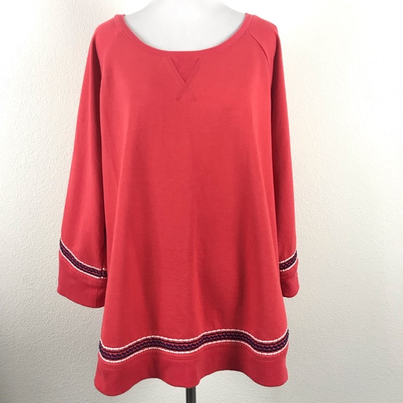Lucky Brand Tops - Lucky Brand Lotus Fleece Swing Top Embroidered XL